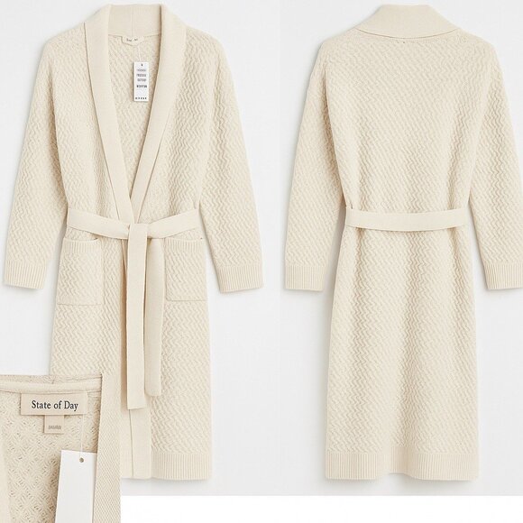 STATE OF DAY Chenille Waffle Knit Robe Size M/L Bright Sea Salt Retail $119.50 - Picture 2 of 7